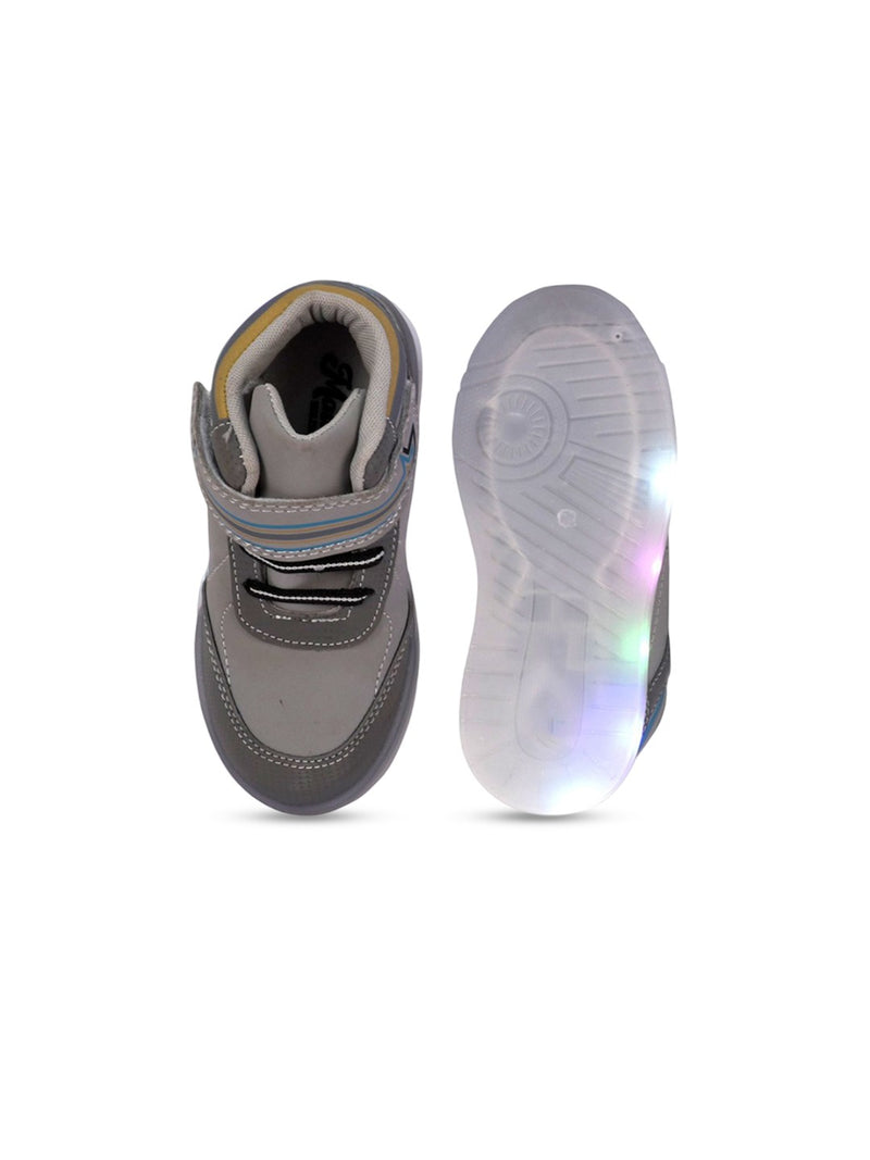 Kids' Grey LED Sneakers with Velcro Strap