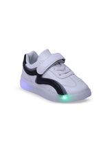 Kids Round Toe LED Sneakers – White with Velcro