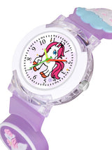 Girls Patterned Dial & Purple Silicon Strap Digital Multi-Function Watch - FlyUnicorn