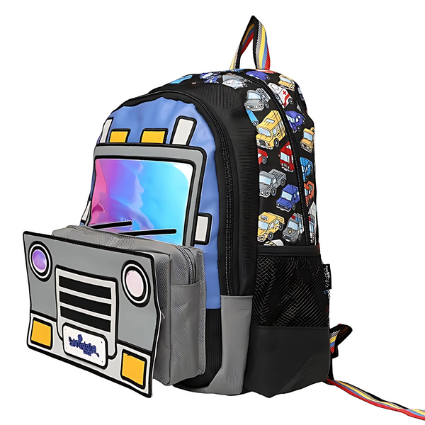 3D Design Backpack with Front Pocket for Kids-Wings Unicorn, Bus, Astronaut, Planet