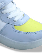 Kids Colourblocked Round Toe Sneakers – Sky-Blue with Velcro Fastening