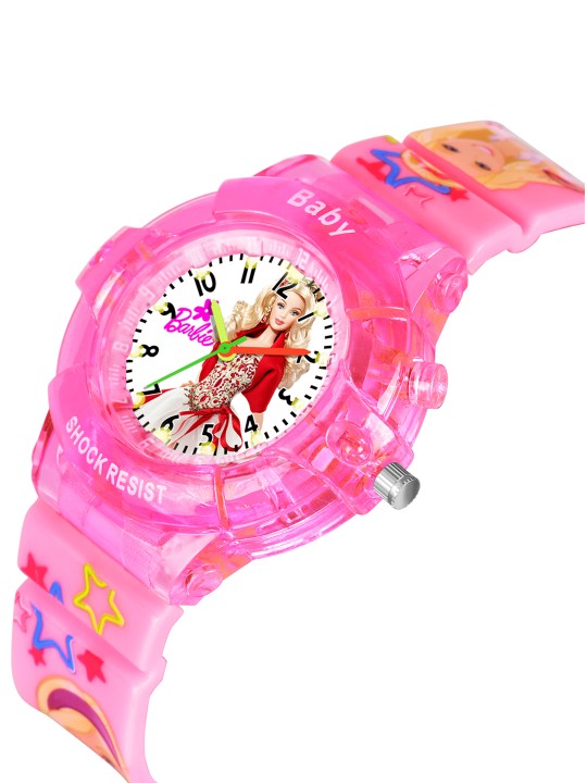 Girls Printed Dial & Straps Analogue Watch Barbie LightPink