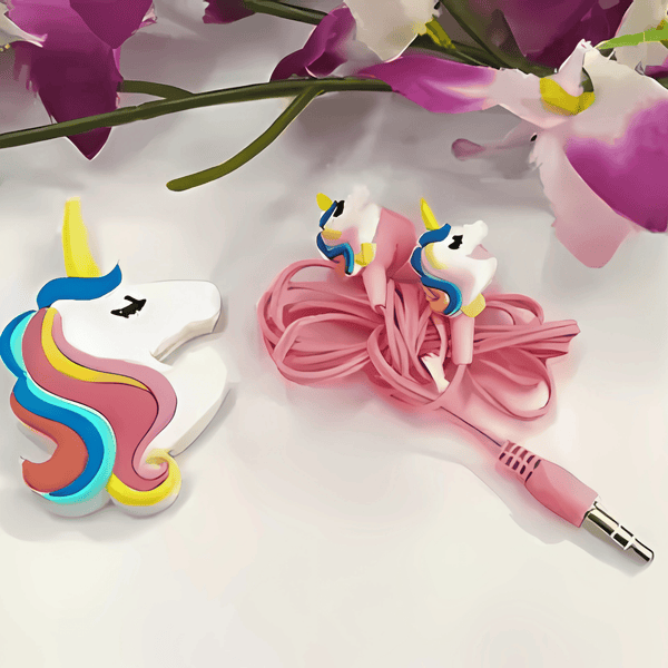 Unicorn Cartoon Wired Earphones – Stereo Sound for Kids & Toddlers