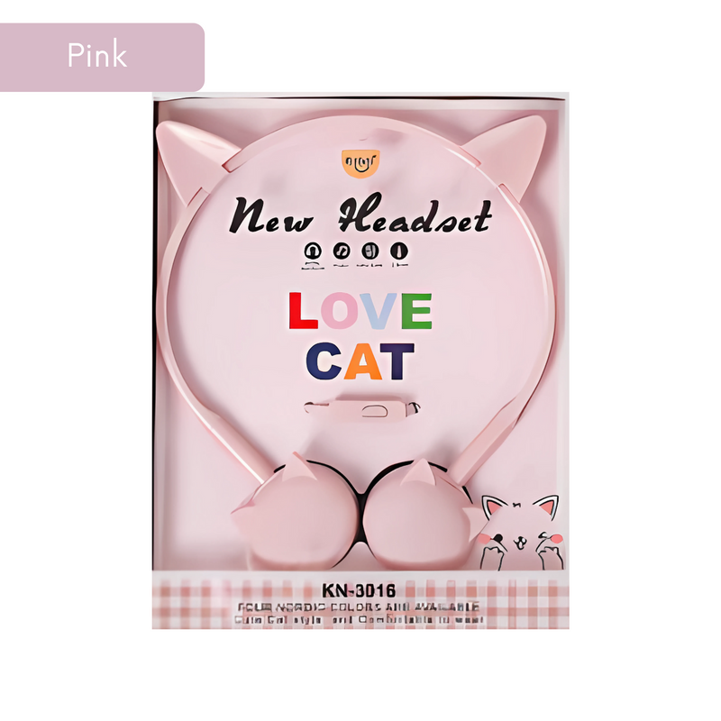Cute Cat Ear Headphones with LED Lights & Tangle-Free Cord for Kids