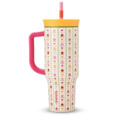 ColorDrop Floral Insulated Tumbler with Handle & Straw – 40oz 🌸🌼