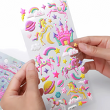 3D Puffy Unicorn Themed Stickers for Kids