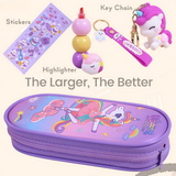 Cute Pouches with Key Chain & Highlighters For School Kids