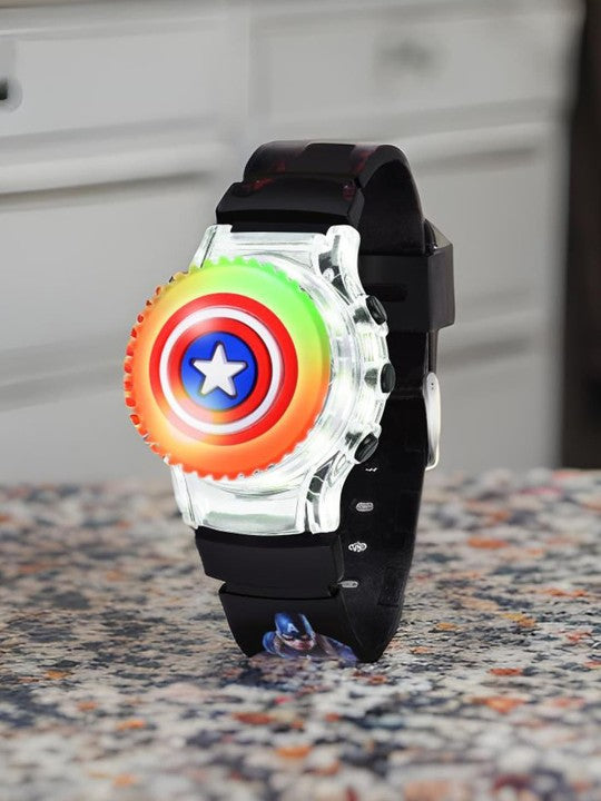 Kids Printed Multi-Function Digital Watch Black Captain