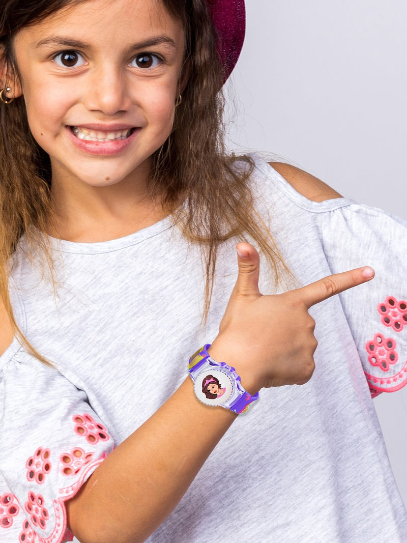 Kids Barbie Printed Dial & Straps Digital Multi Function Watch Purple