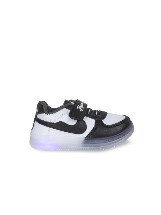 Kids' Black Colourblocked LED Sneakers with Velcro Closure