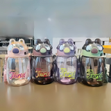 Leak-Proof Cartoon Water Bottle with Straw & Shoulder Strap – 550ml