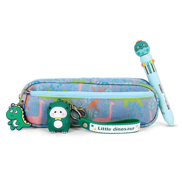 Cute Dinosaur Pencil Pouch with Pen and Keychain