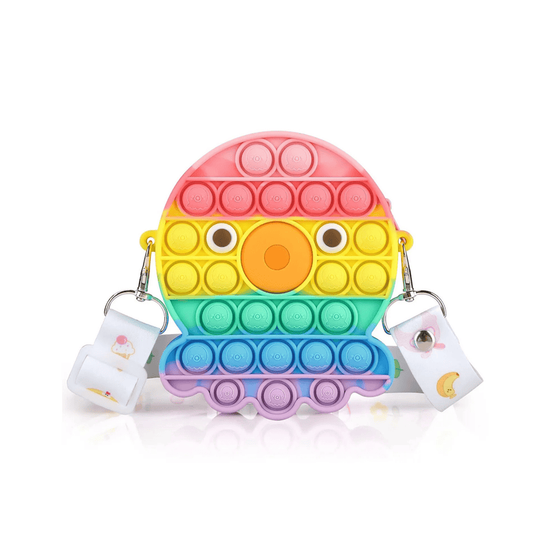 Octopus-Shaped Pop It Fidget Toy Sling Bag for Kids – Silicone Crossbody Purse with Keychain