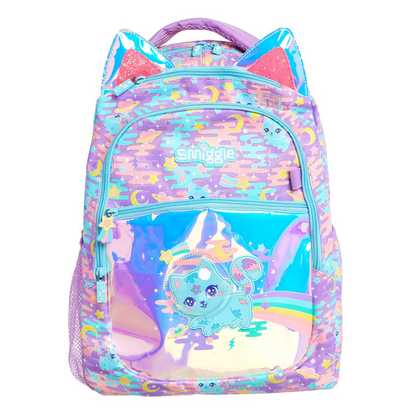 Far Away Backpack | Cat Print - Smiggle 17.8L, 3 Zipped Compartments 🎒