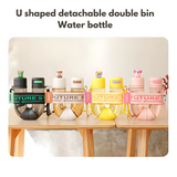 U-Shaped Dual Detachable Compartment Sports Water Bottle - 800ml(400ml each)