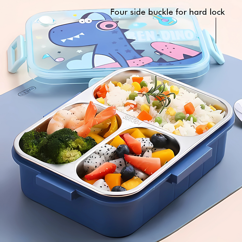 Premium Stainless Steel Lunch Box – Dinosaur & Unicorn Design for Kids