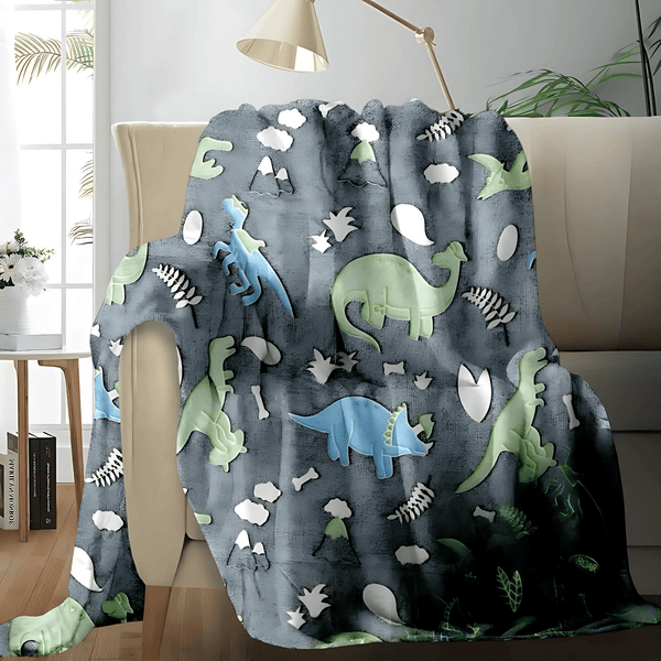 Glow in The Dark Dinosaur Blanket for Kids - Super Soft & Cozy Fleece, 100x150 cm, for Boys & Girls blanket_223