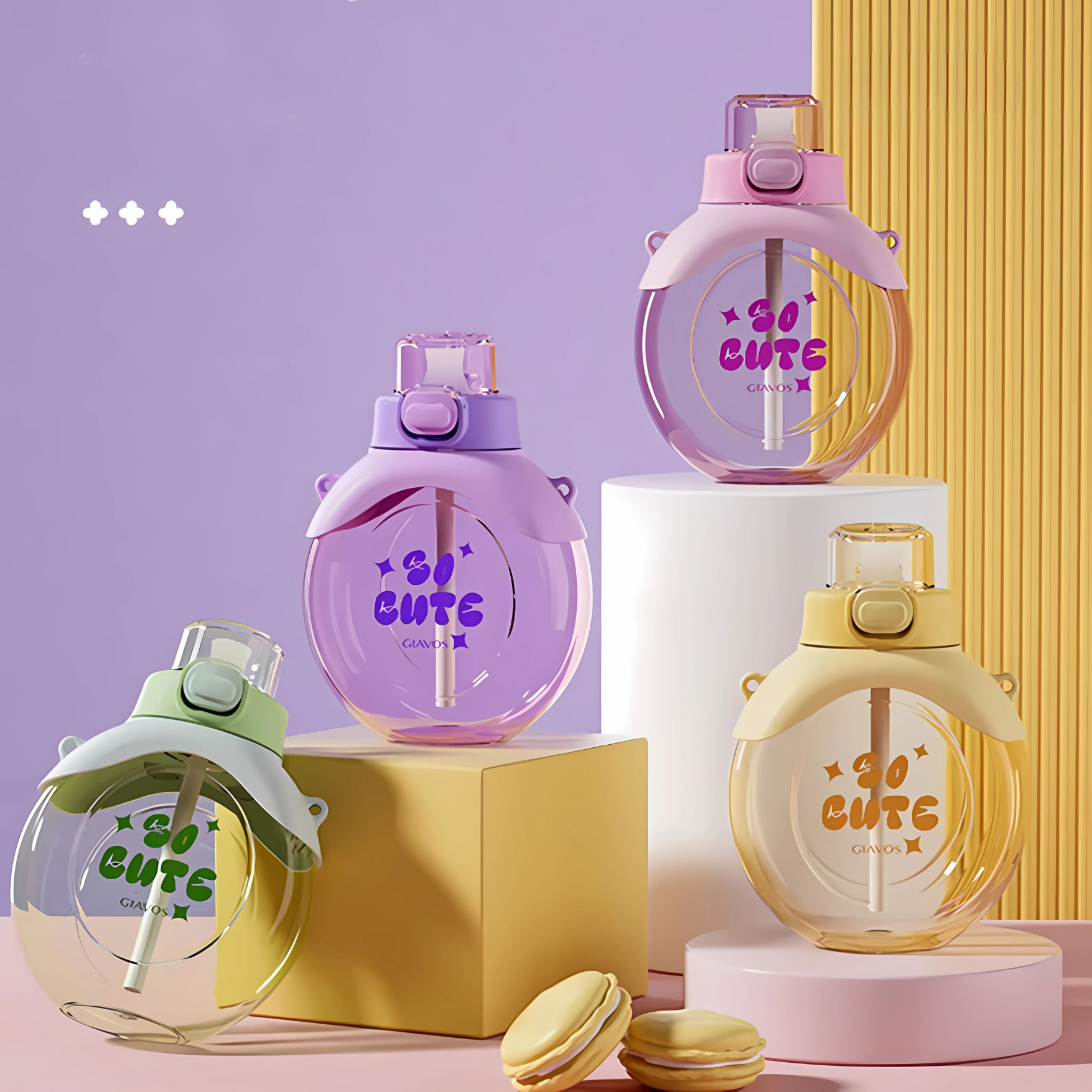 Round Straw Water Bottle with Adjustable Shoulder Strap – 500ml - Pack of 1