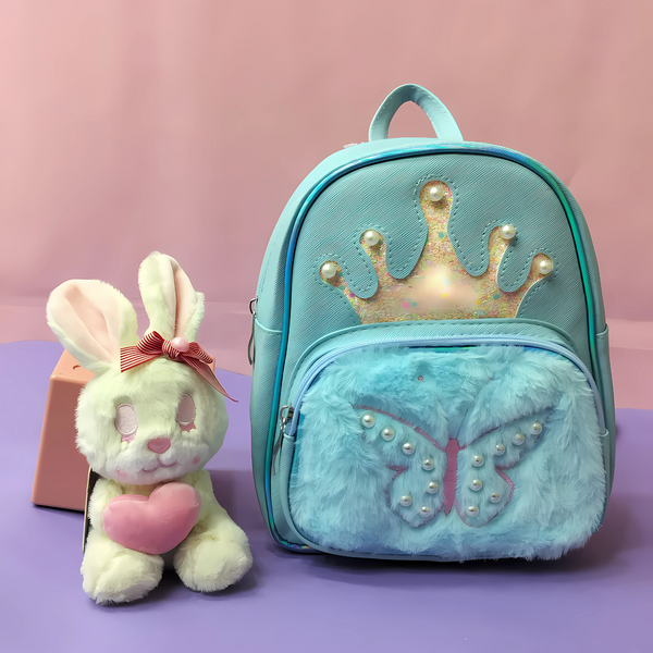 Crown Design Leather Backpack for Girls