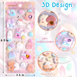 Cute 3D Textured Squishes Puffer Sticker Set