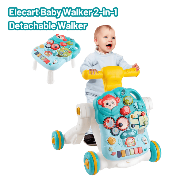 Baby Walker 2-in-1 Detachable Walker with Adjustable Speed and Table, Early Learning Activity Centre for Babies