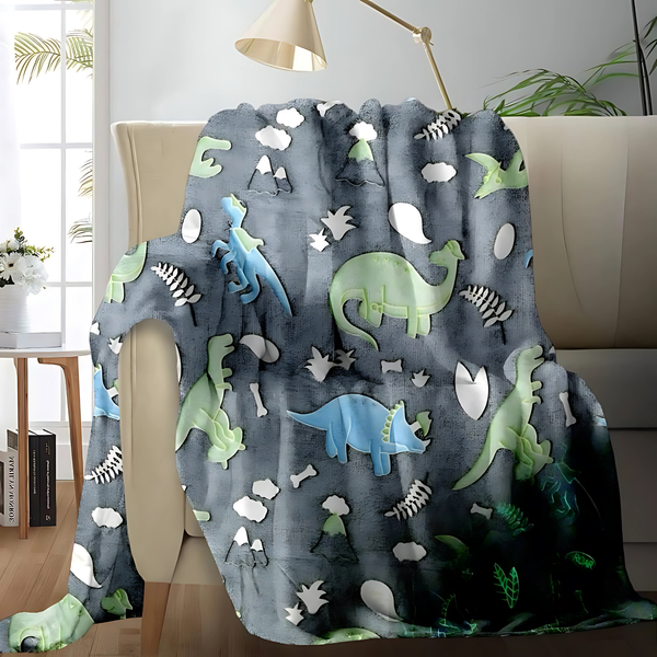 Glow in The Dark Dinosaur Blanket for Kids - Super Soft & Cozy Fleece, 100x150 cm, for Boys & Girls blanket_223