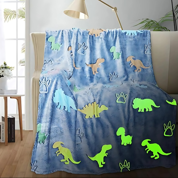 Glow in the Dark Dinosaur Blanket for Kids – Super Soft & Cozy All-Season Flannel Plush Throw Blanket (6x6 Feet, Blue Dino Design) blanket_384