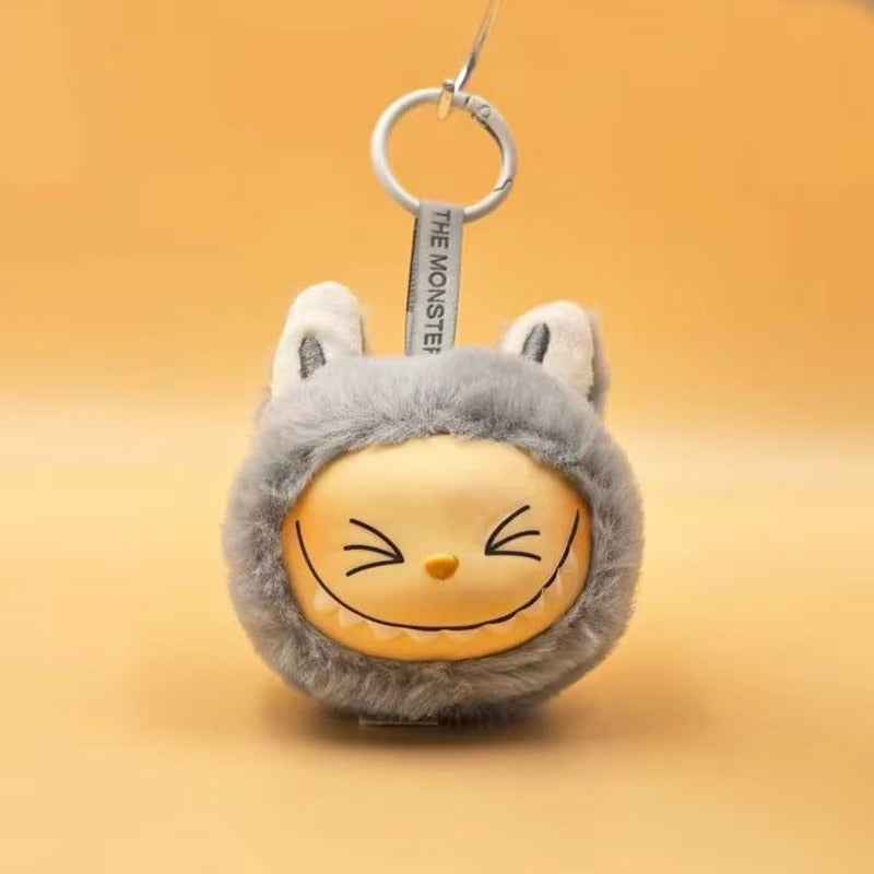 LABUBU Monsters Mugshot Keychain Plush | Labubu Furry Keychain | Cute & Fluffy Collectible Charms