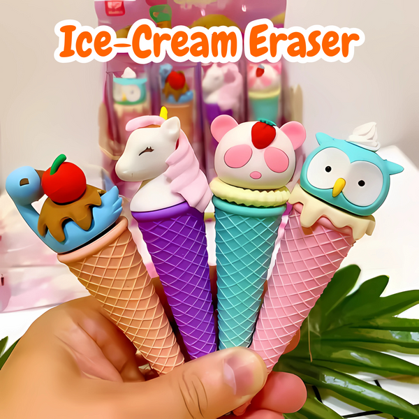 Ice Cream Cone Erasers Set For Kids- 4 Pieces