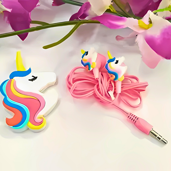 Unicorn Cartoon Wired Earphones – Stereo Sound for Kids & Toddlers