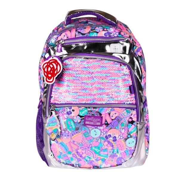 ✨ Smiggle Flashy Sequin Kids Backpack | Reversible Sequins, 4 Zipped Compartments & 15-inch Laptop Compartment ✨