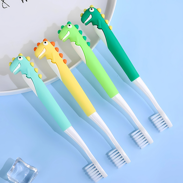 Dinosaur-Themed Kids Toothbrush - Ultra Soft Bristles (Pack of 4)