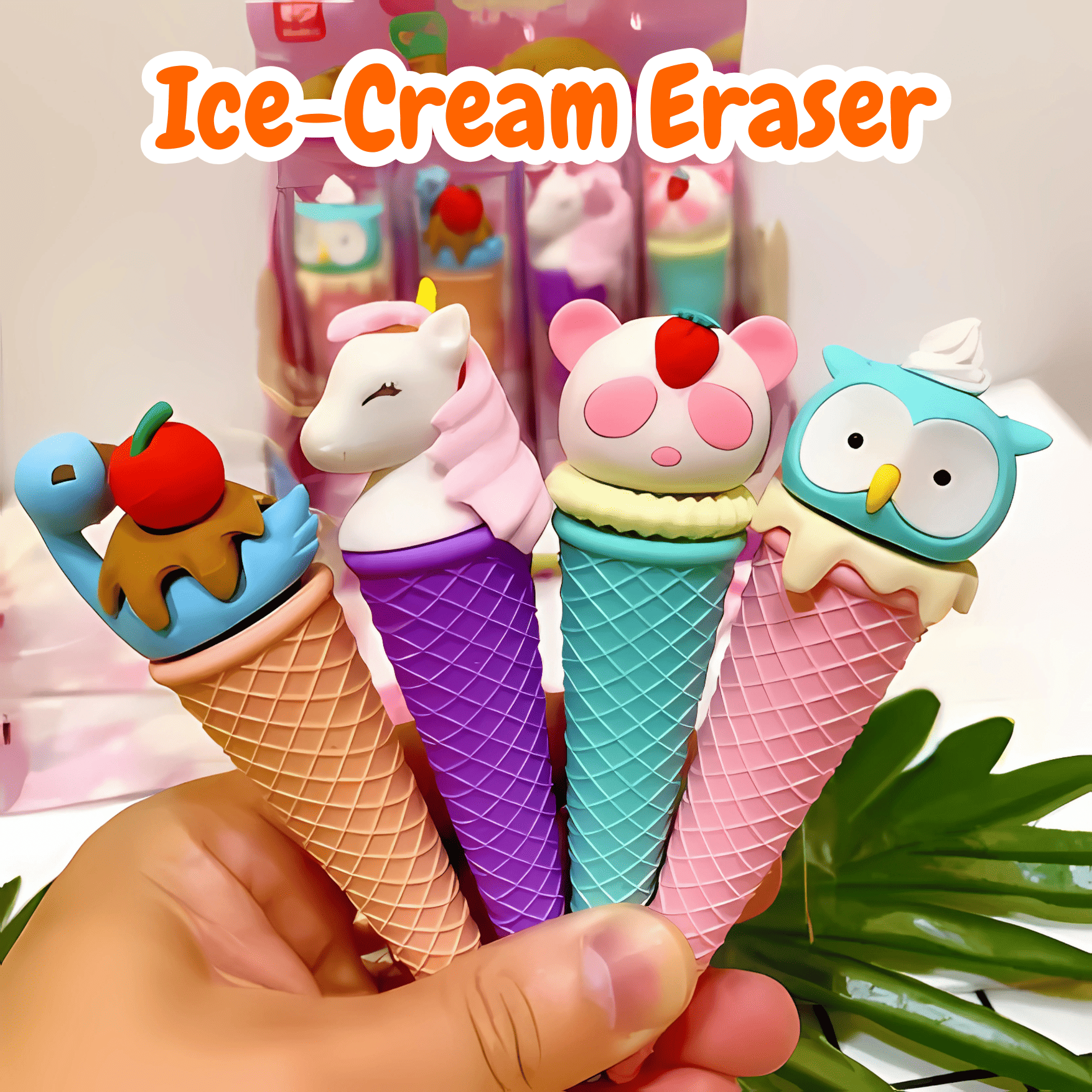 Ice Cream Cone Erasers Set For Kids- 2 Pieces