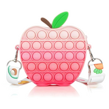 Apple-Shaped Pop It Fidget Toy Sling Bag for Kids – Silicone Crossbody Purse with Keychain