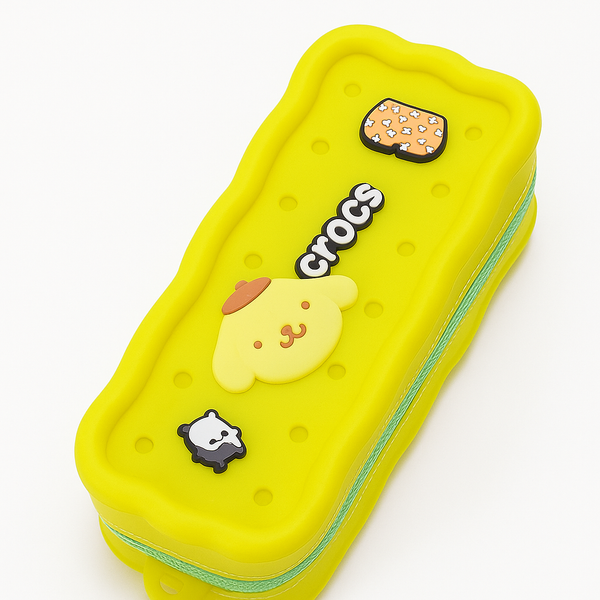 Crocs Colorful Silicone Pencil Case with Charms– Fun & Durable for Kids and Students