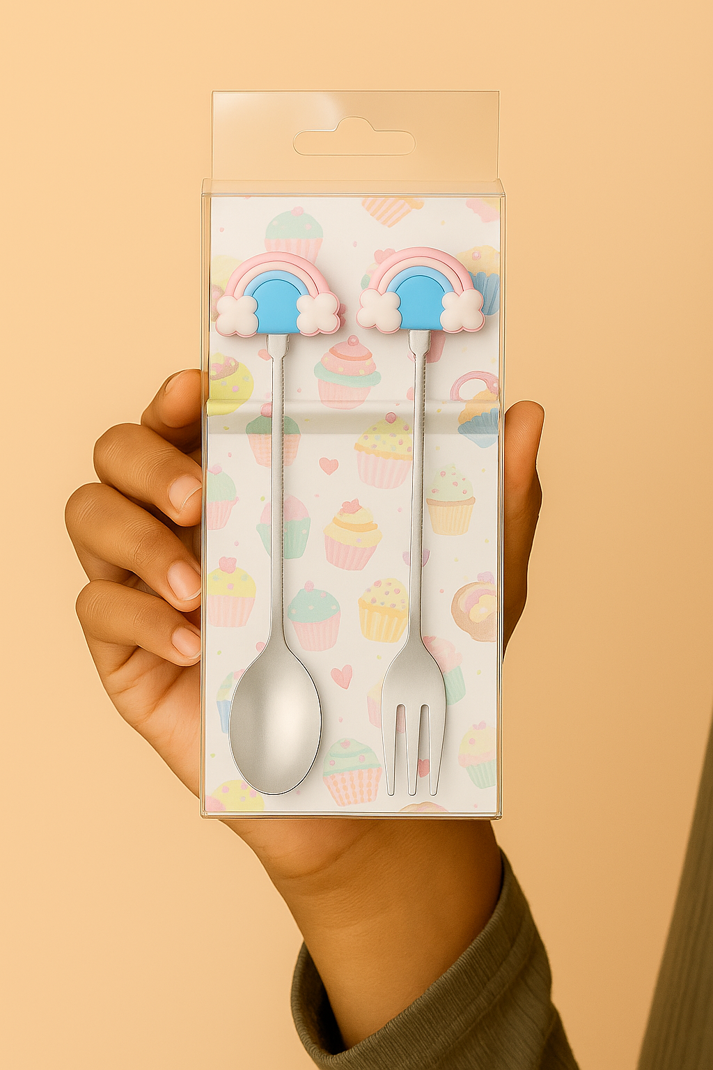 Cute Cupcake Handle Spoons – Set of 2 | Decorative Mini Dessert Spoons for Kids & Gifting