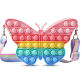 Pop It Butterfly Shape Silicone Sling Bag for Girls - Stress Relief Fidget Toy and Purse