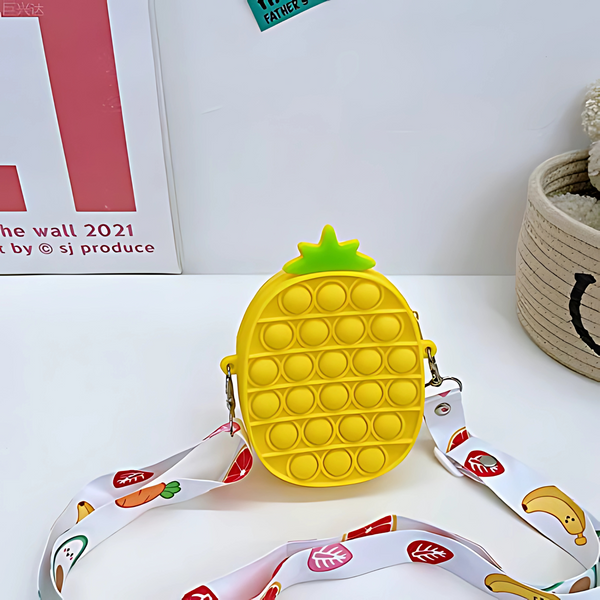 Pop It Pineapple Shape Silicone Sling Bag for Girls - Fidget Toy & Bag