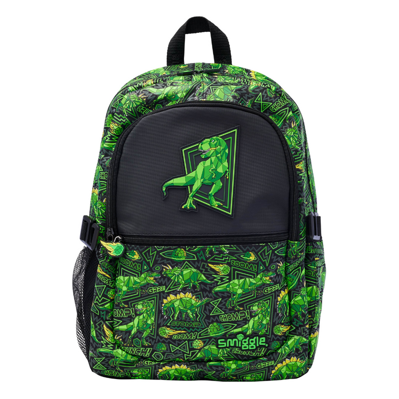 🌟 Smiggle Wild Side Dino Classic Attach Backpack | 17.8L Capacity, Dinosaur Prints, 15-inch Laptop Compartment & Attachable Lunchbox 🦖