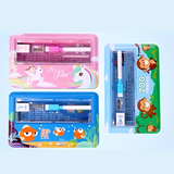 Double Layer Metal Pencil Case With Stationery Set For Kids (Pack of 1)