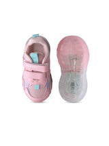 Unisex Kids Printed PU Sneakers – Pink with Velcro Fastening