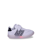 Unisex Kids Colourblocked PU Sneakers – White with Velcro and Buckles