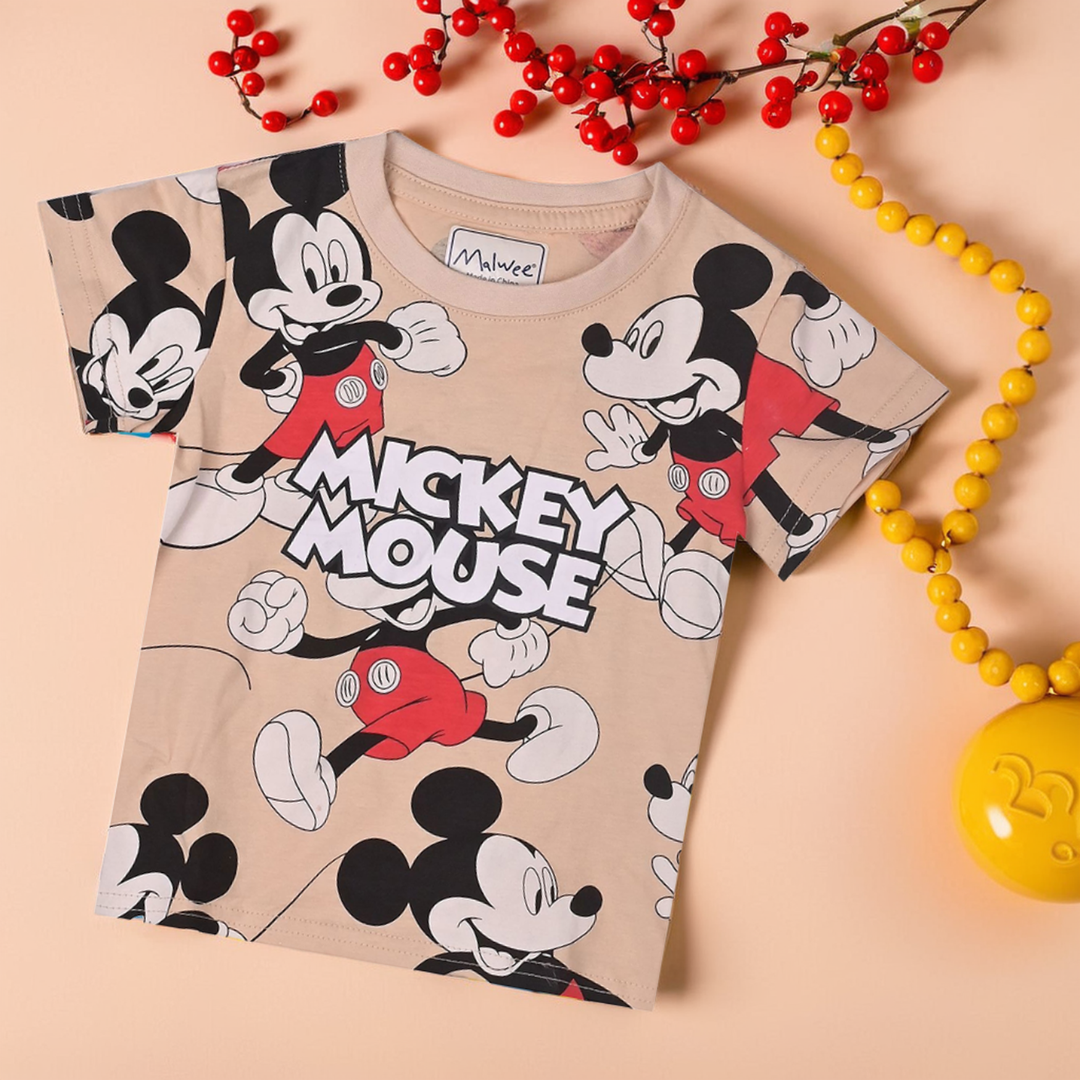 Mickey Mouse Printed T-Shirt & Shorts Set