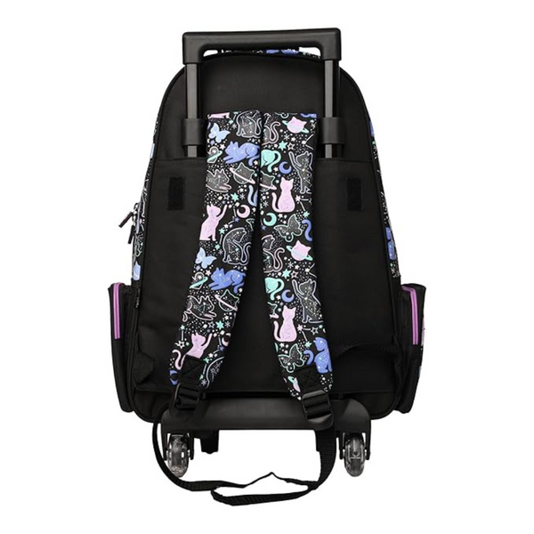 🐾 Smiggle All Stars “Wild Life Black Cat Glitter” Light & Roll Trolley Backpack – Approx. 18L
