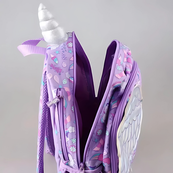 3D Design Backpack with Front Pocket for Kids-Unicorn Wings