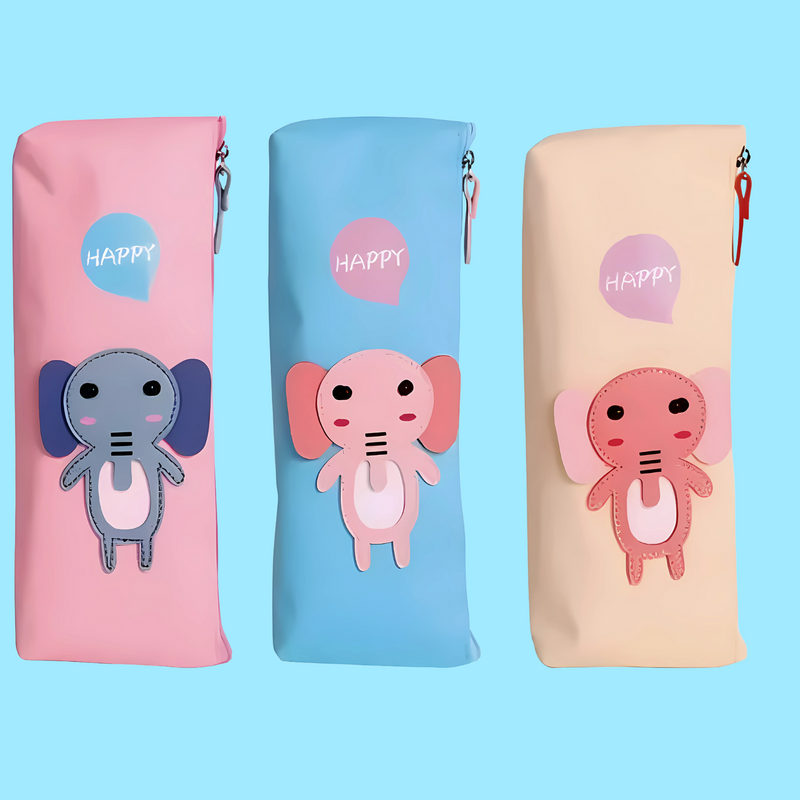 Cute Elephant Printed Zipper Pouch For Kids