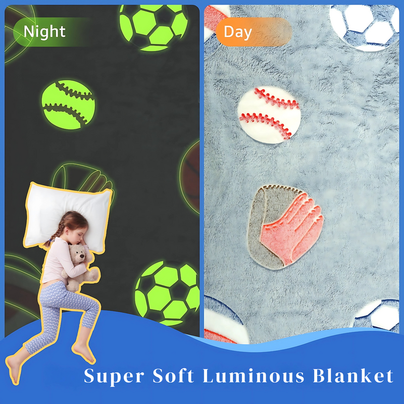 Glow in The Dark Blue Ball Blanket for Kids, Teenagers & Adults – Super Soft & Cozy, All Seasons Double Bed Blanket (200 x 230 cm, 78 x 90 Inches) blanket_381