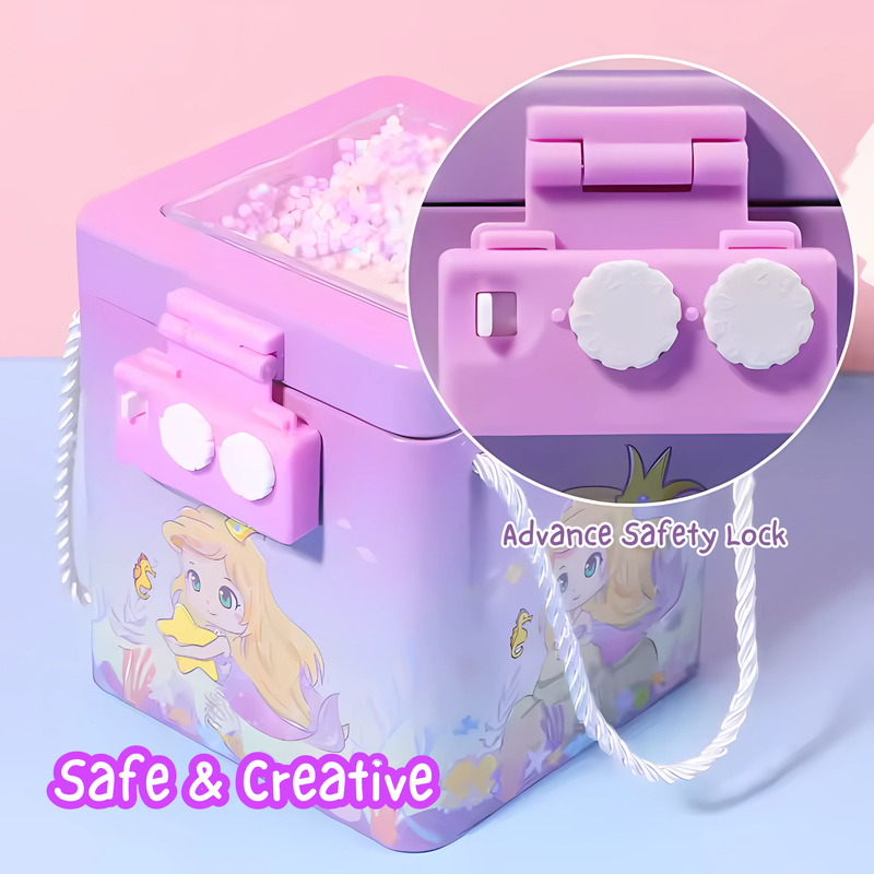 Cartoon Printed Piggy Bank with Password Lock For Kids toy_mbank_56