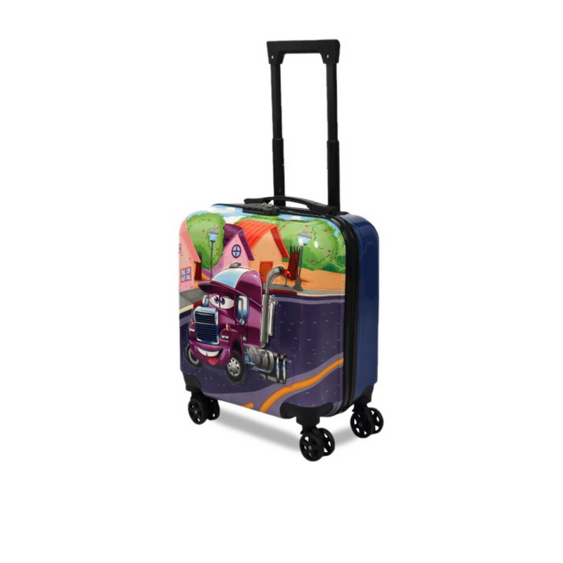 Trendy Kids Truck Cartoon Printed Hard-Sided Cabin Trolley Bag