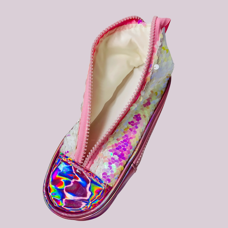 Sequins Shoe Shape Spacious Multipurpose Organizer Pvc Pouch